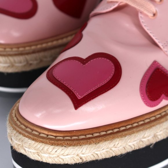PRADA Pink Heart Oxford Espadrilles Platforms 39.5 - Picture 5 of 5